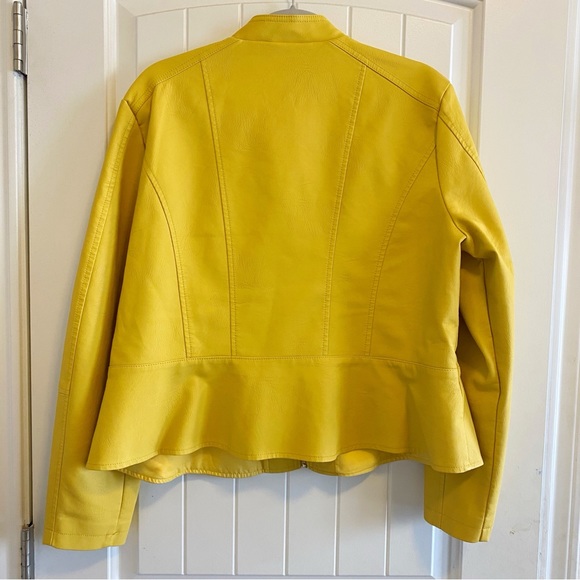 Bright Yellow Vegan Leather Jacket by BACCINI - Picture 6 of 8